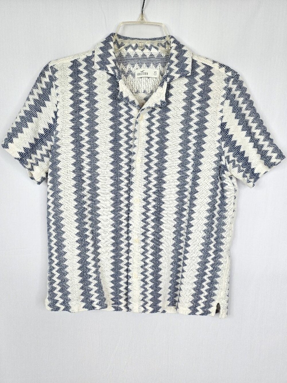 Hollister Cabana Camp Shirt I Blue White Coastal Resort I Men's Size XS